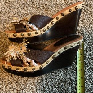 Sam Edelman Dark Brown Wedges with Stud Accents